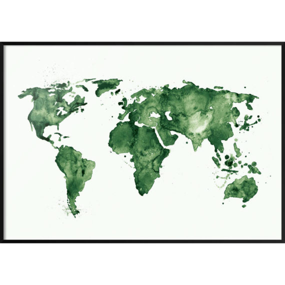 Plakat Mapa świata zielona