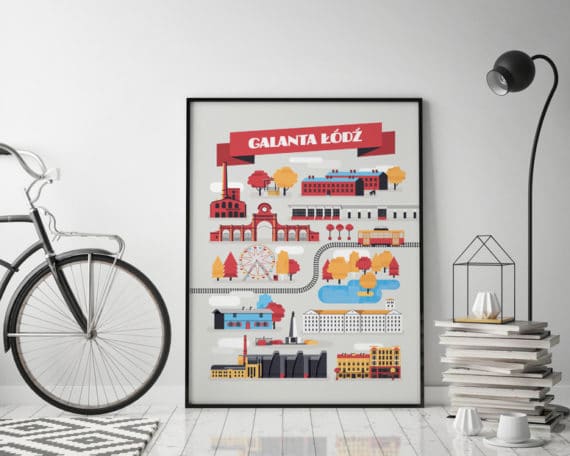 mock up poster frame in hipster interior background with bicycle
