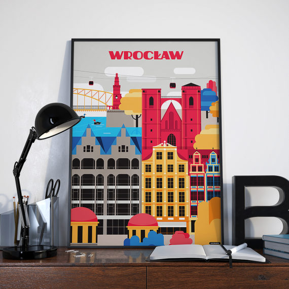 Plakat nieMapa Wrocław na biurku