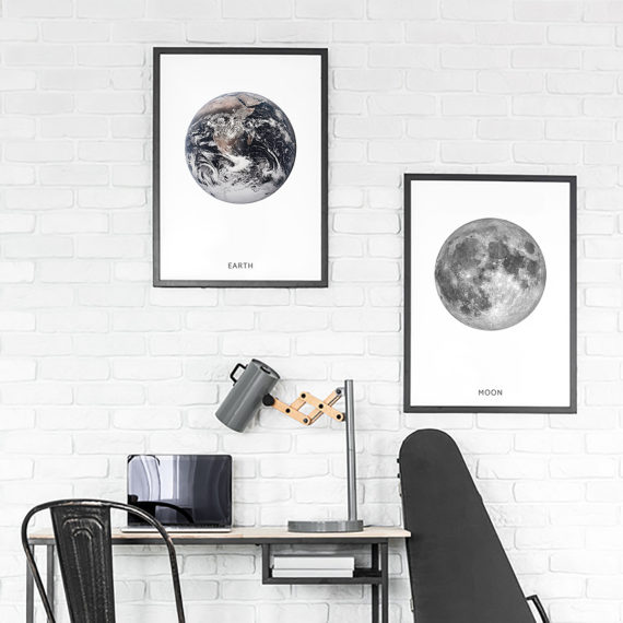 Plakat Ziemia i ksieżyc