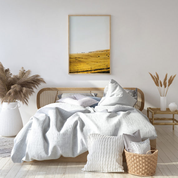 Plakat łąka w sypialni