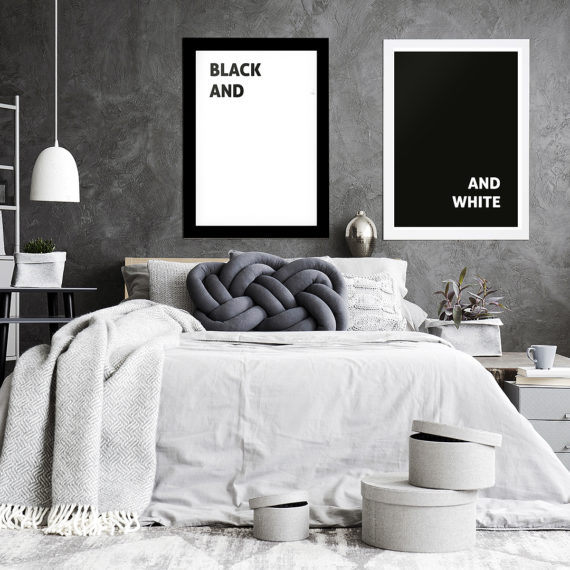 Plakat Biały black and (white) w sypialni