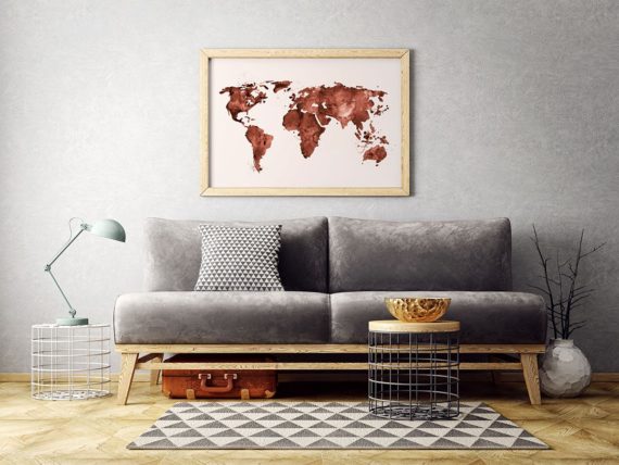 Plakat Mapa świata (czerwona)