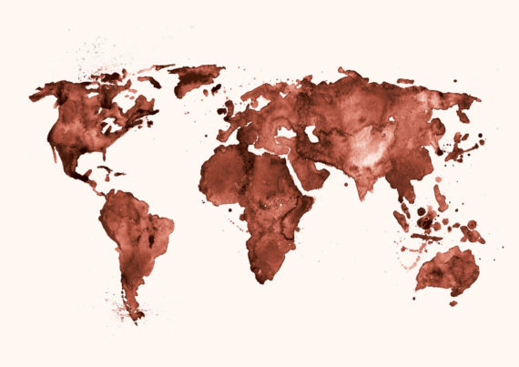 mapa swiata czerwona