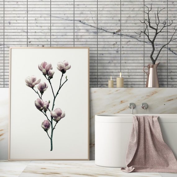 Mock up poster in the bathroom in a modern style 3d