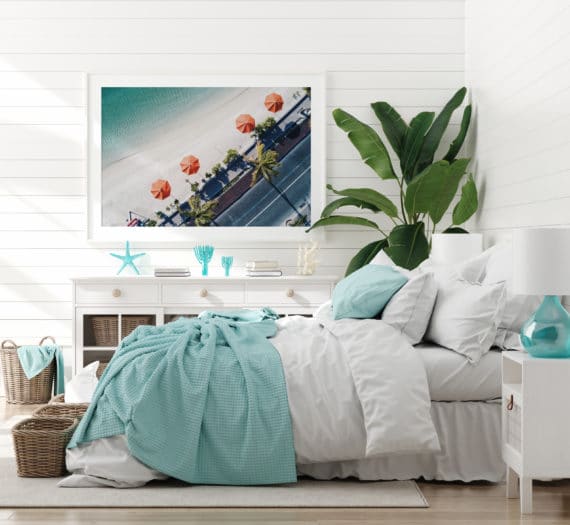 Plakat Parasole na plazy w sypialni