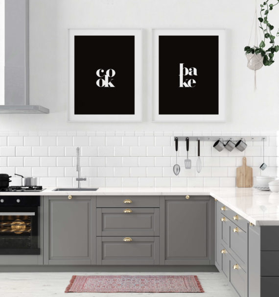 Plakat Cook (black); Plakat Bake (black)
