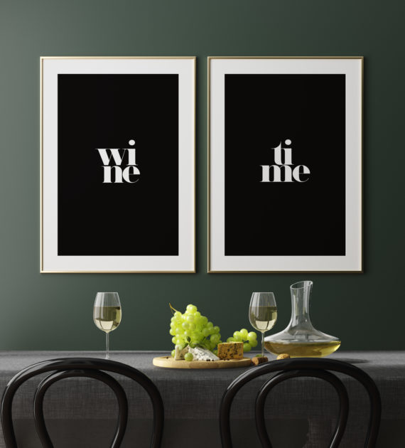 Plakat Wine (black); Plakat Time (black)