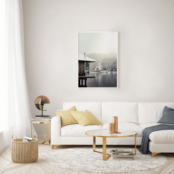 Plakat Górskie jezioro w salonie