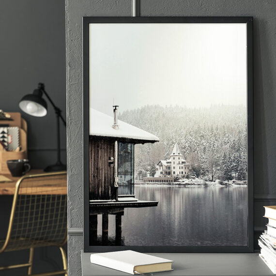 Plakat Górskie jezioro w ramie