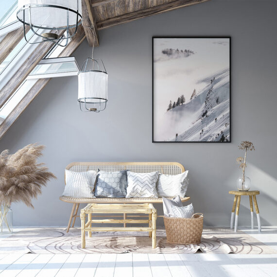 Plakat Stoki we mgle w czarnej ramie